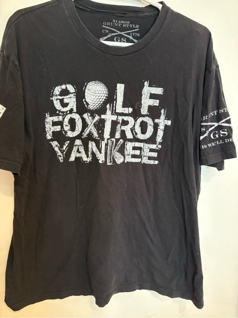 GRUNT STYLE Men's Black 'Golf Foxtrot Yankee' Graphic Tee Tshirt size XL